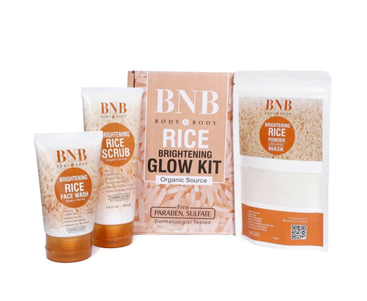 Pack of 3 – BNB Rice Extract Bright & Glow Kit (Golden Cap) with Box | Radiant Skincare for Youthful Glow